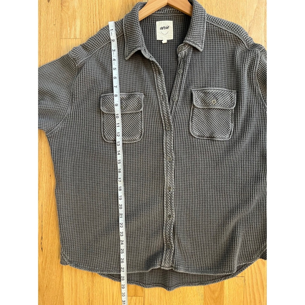 Aerie Lumberjane Oversized Waffle Knit Button Down Charcoal Gray Shacket Small - Picture 5 of 5
